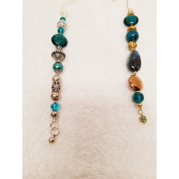 Four teal silver and gold Christmas icicle ornaments c20 - Picture 3 of 11